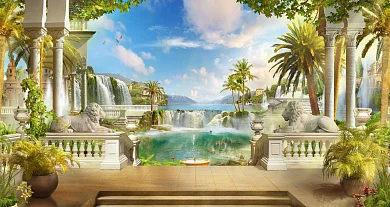 Фото Терраса с видом на большие водопады - Сюжеты|Античные | Студия фресок и фотопанно "La Stanza"