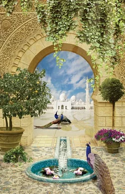 Фото Восточная арка с павлинами - Пейзажи|Арки, лестницы | Студия фресок и фотопанно "La Stanza"