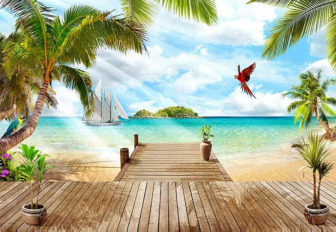 Фото Выход на деревянную пристань - Пейзажи|Балконы и террасы | Студия фресок и фотопанно "La Stanza"