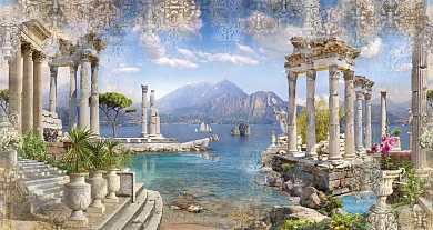 Фото Греческое панно с заливом и античными развалинами - Сюжеты|Античные | Студия фресок и фотопанно "La Stanza"