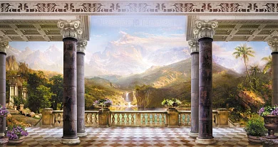 Фото Античная терраса с видом на горы - Сюжеты|Античные | Студия фресок и фотопанно "La Stanza"