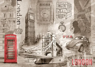 Фото Лондон, красная телефонная будка, Биг Бен - Сюжеты|Ретро | Студия фресок и фотопанно "La Stanza"