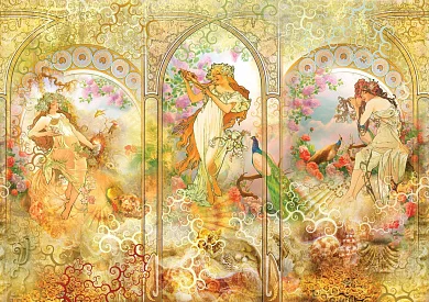 Фото Панно из картин Альфонса Мухи -  | Студия фресок и фотопанно "La Stanza"