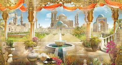 Фото Вид с веранды на мечети и фонтан - Сюжеты|Восточные | Студия фресок и фотопанно "La Stanza"