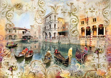 Фото Венецианский пейзаж в орнаменте -  | Студия фресок и фотопанно "La Stanza"