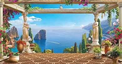 Фото Вид на море с античной террасы - Сюжеты|Античные | Студия фресок и фотопанно "La Stanza"
