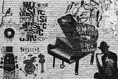 Фото Фреска Современный дизайн Черно-белые арт. 980096 - Детские|Для подростка | Студия фресок и фотопанно "La Stanza"