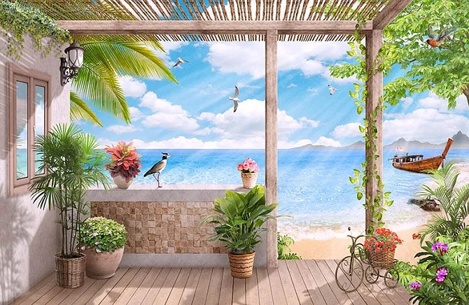 Фото Терраса на море - Пейзажи|Балконы и террасы | Студия фресок и фотопанно "La Stanza"