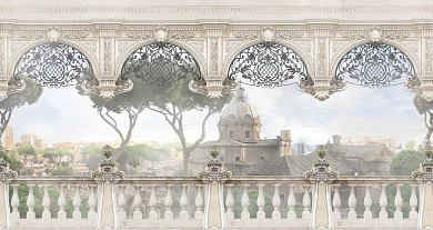 Фото Веранда, арки и вид на старый город - Сюжеты|Античные | Студия фресок и фотопанно "La Stanza"