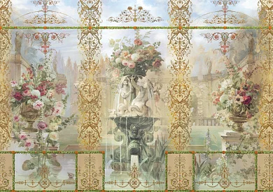 Фото Цветы в вызонах на фоне пейзажа -  | Студия фресок и фотопанно "La Stanza"