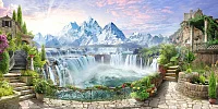 Фото Вид на водопады и горы - Пейзажи|Водопады | Студия фресок и фотопанно "La Stanza" 1