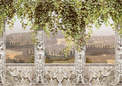 Фото Панно вид с веранды на тосканский пейзаж - Сюжеты|Античные | Студия фресок и фотопанно "La Stanza"