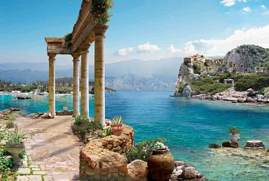 Фото Античные арки у морского побережья - Пейзажи|Арки, лестницы | Студия фресок и фотопанно "La Stanza"