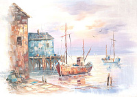 Фото Лодки у причала - Пейзажи|Морские виды | Студия фресок и фотопанно "La Stanza" 1