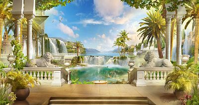 Фото Терраса с видом на большие водопады - Панорамы|Античные | Студия фресок и фотопанно "La Stanza"