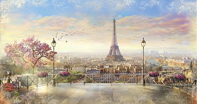 Фото Париж, вид на Эйфелеву башню с балкона - Панорамы|Городские | Студия фресок и фотопанно "La Stanza"