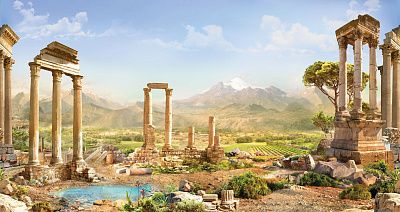 Фото Панно античные развалины и горы - Панорамы|Античные | Студия фресок и фотопанно "La Stanza"