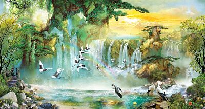 Фото Панно журавли - Панорамы|Растительные | Студия фресок и фотопанно "La Stanza"