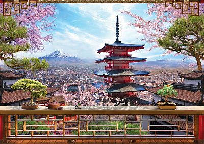 Фото Пейзаж на фоне Фудзиямы - Панорамы|Восточные | Студия фресок и фотопанно "La Stanza"
