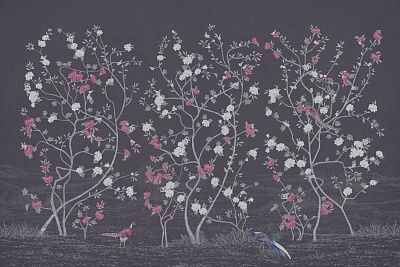 Фото Темно-серое панно Шинуазри -  | Студия фресок и фотопанно "La Stanza"