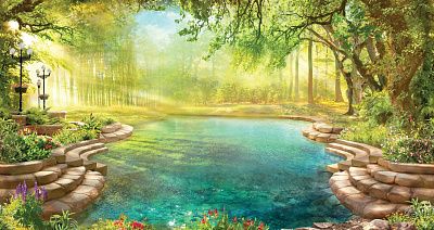 Фото Натуральный природный бассейн, озеро - Панорамы|Эко | Студия фресок и фотопанно "La Stanza"