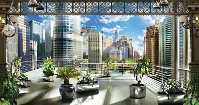 Фото Вид с балкона на небоскребы - Панорамы|Городские | Студия фресок и фотопанно "La Stanza"