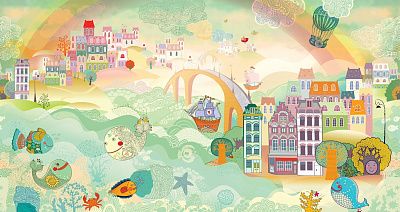 Фото Волшебный городок и радуга - Панорамы|Детские | Студия фресок и фотопанно "La Stanza"
