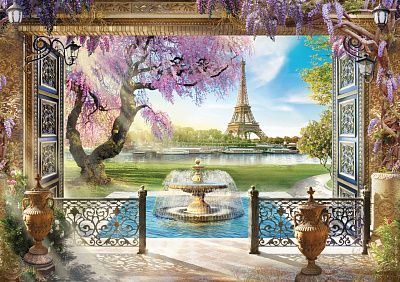 Фото Фонтан и вид на Эйфелеву башню - Панорамы|Городские | Студия фресок и фотопанно "La Stanza"