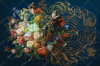 Фото Цветы на синем фоне - Цветы | Студия фресок и фотопанно "La Stanza" 1