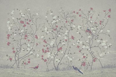 Фото Цветущие деревья, птицы, стиль шинуазри -  | Студия фресок и фотопанно "La Stanza"