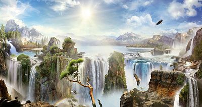 Фото Живописные водопады - Панорамы|Эко | Студия фресок и фотопанно "La Stanza"