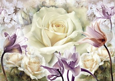 Фото Панно с большой розой - Панорамы|Растительные | Студия фресок и фотопанно "La Stanza"