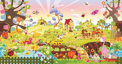 Фото Для самых маленьких сказочный огород и ферма - Панорамы|Детские | Студия фресок и фотопанно "La Stanza"