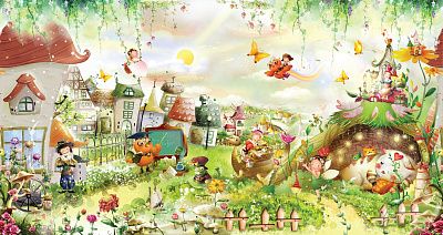 Фото Сказочный город - Панорамы|Детские | Студия фресок и фотопанно "La Stanza"