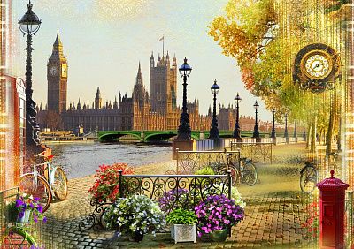 Фото Лондон, набережная на фоне Биг Бена и Вестминстерского дворца - Панорамы|Городские | Студия фресок и фотопанно "La Stanza"